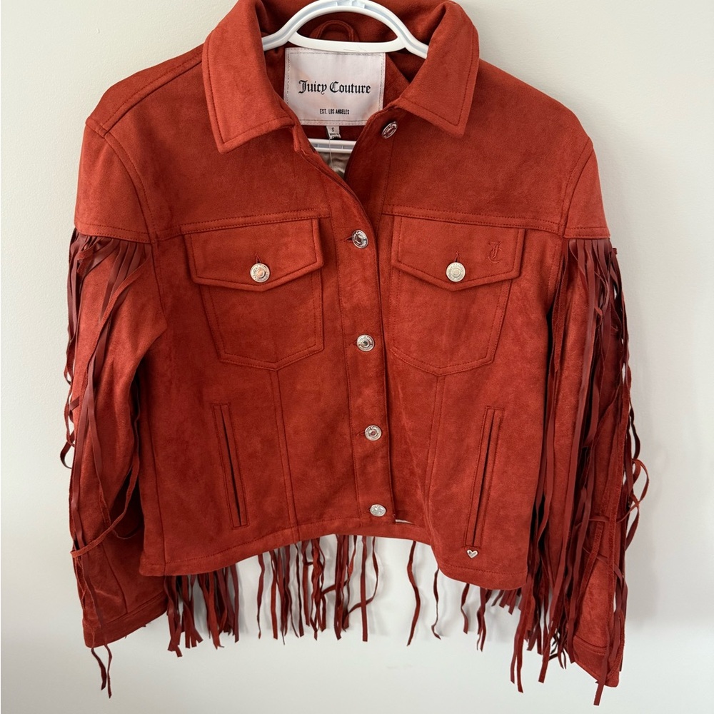 Juicy Couture Women's Leather Fringe Jacket - Rust